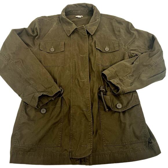 J.Crew Womens Military-Style Utility Jacket  Olive Green Cotton Blend XL - Picture 1 of 15